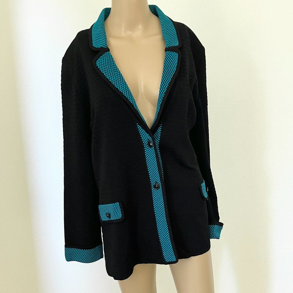 Misook Black & Teal Blazer Extra Large XL